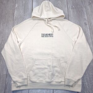Taylor Swift The Eras Tour Hoodie Unisex Large Cream Graphic Concert Merch